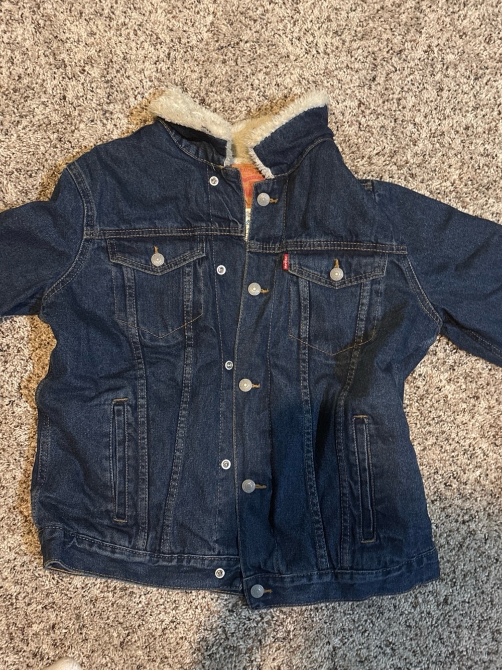 Levi's women’s Dark Blue Sherpa-Lined Denim Jacket